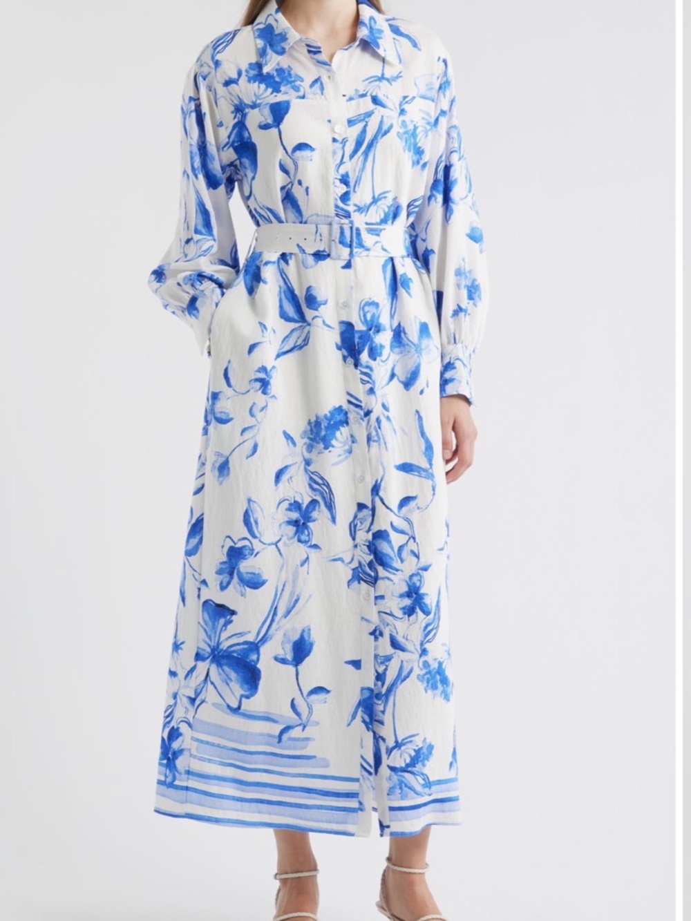 NWT Melloday blue floral button down maxi dress